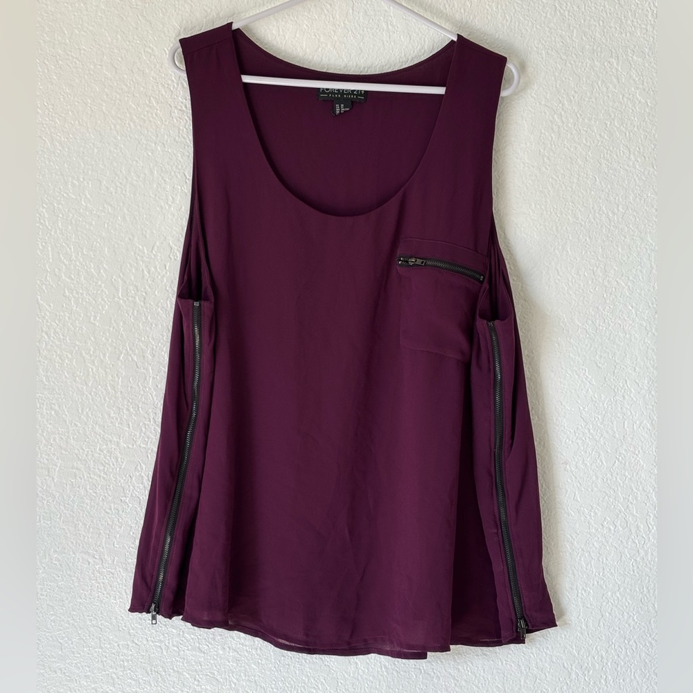 Forever 21 Deep Purple Tank Top with Zipper Details Size 3X